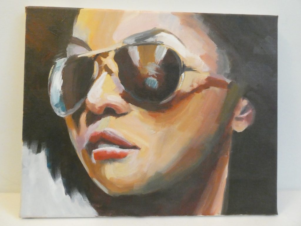 Femme aux lunettes de soleil., une oeuvre de Bee Pellerin.