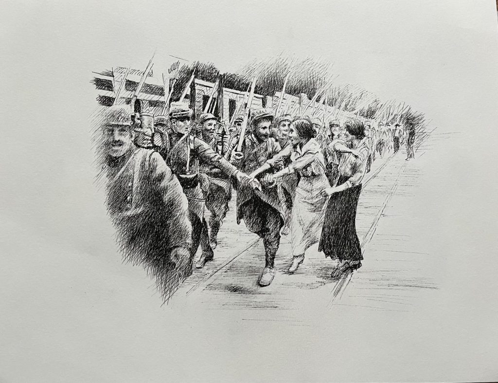 Trois dessins sur la Grande Guerre, une oeuvre de Bee Pellerin.